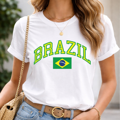 Camiseta Tradicional Brasil T-Shirt Algodão Unissex Copa do Mundo Rumo Ao Hexa Futebol Times