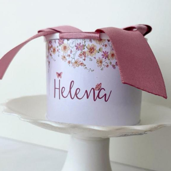 Kit Tubolatas Personalizadas 5x6 jardim borboleta lembrancinha Maternidade Chá de Bebê Aniversário