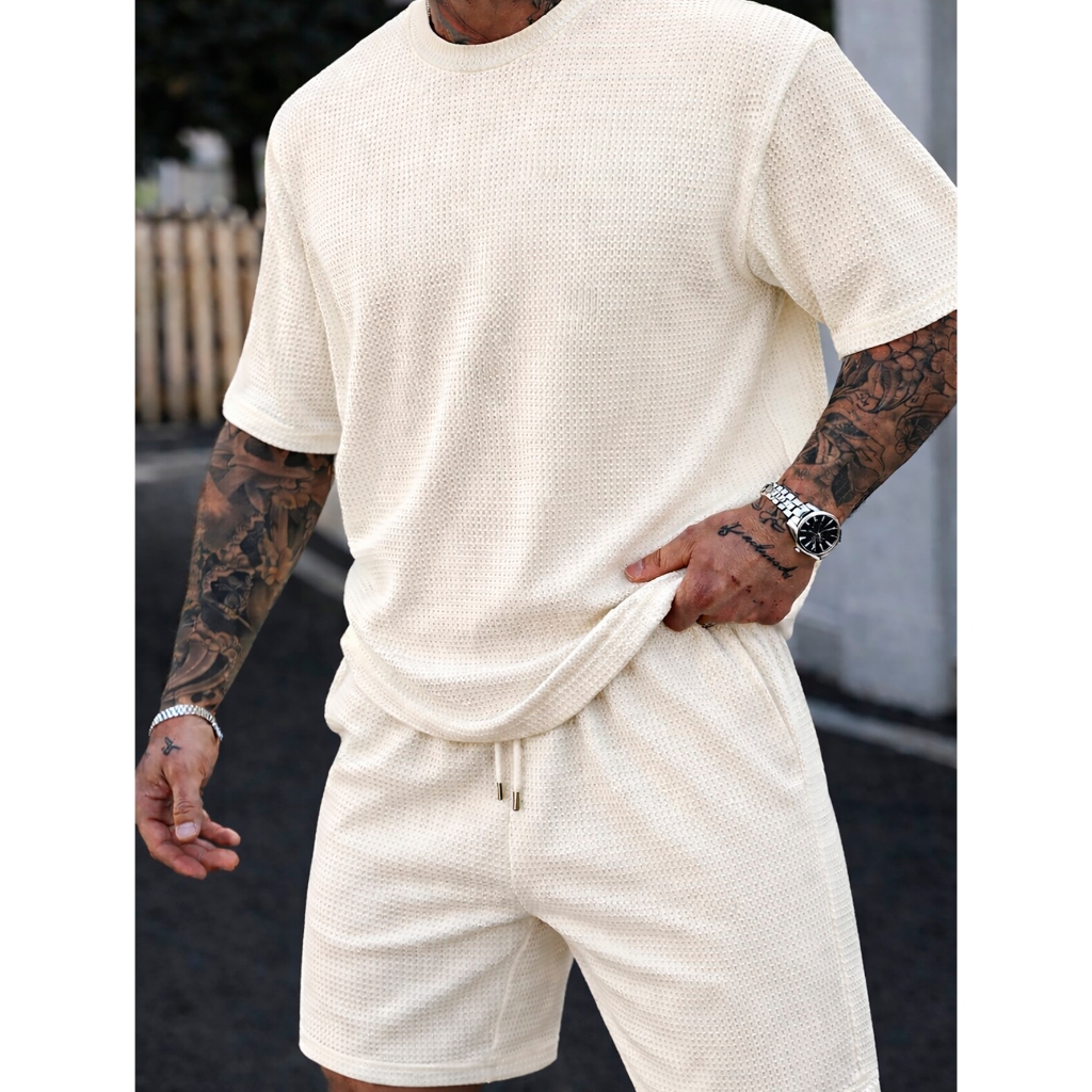 Conjunto Camiseta e Short Texturizado Kit 2 Peças Lançamento Tecido Premium em Oferta na Shopee