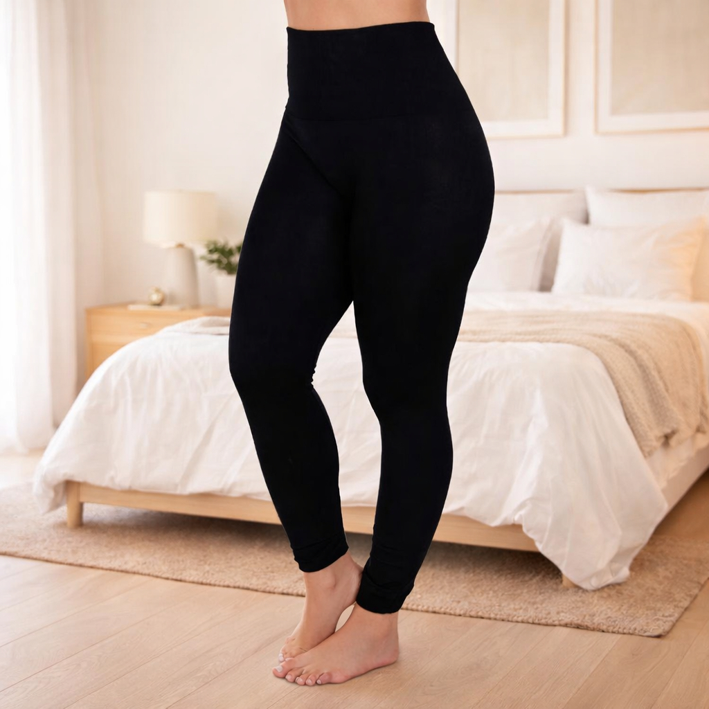 Calça Adulto Feminina Grossa Térmica para o Inverno Comprida Preta Flanelada Meia Calça Fio 80