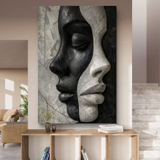 Quadro Decorativo Rosto Humano Abstrato MDF 110x80 Arte Moderna Conceitual em Oferta na Shopee