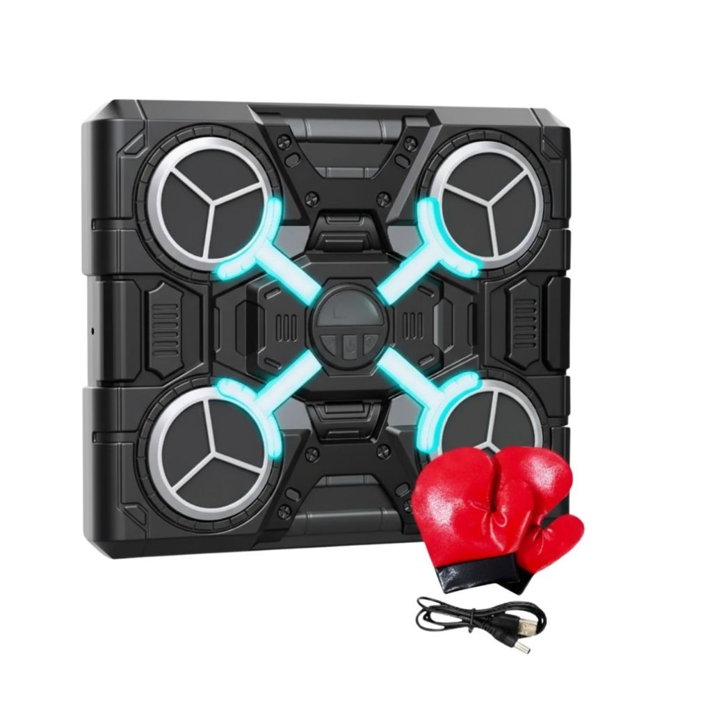 Máquina Alvo Boxe Musical Luvas Recarregável Treino Preto em Oferta na Shopee