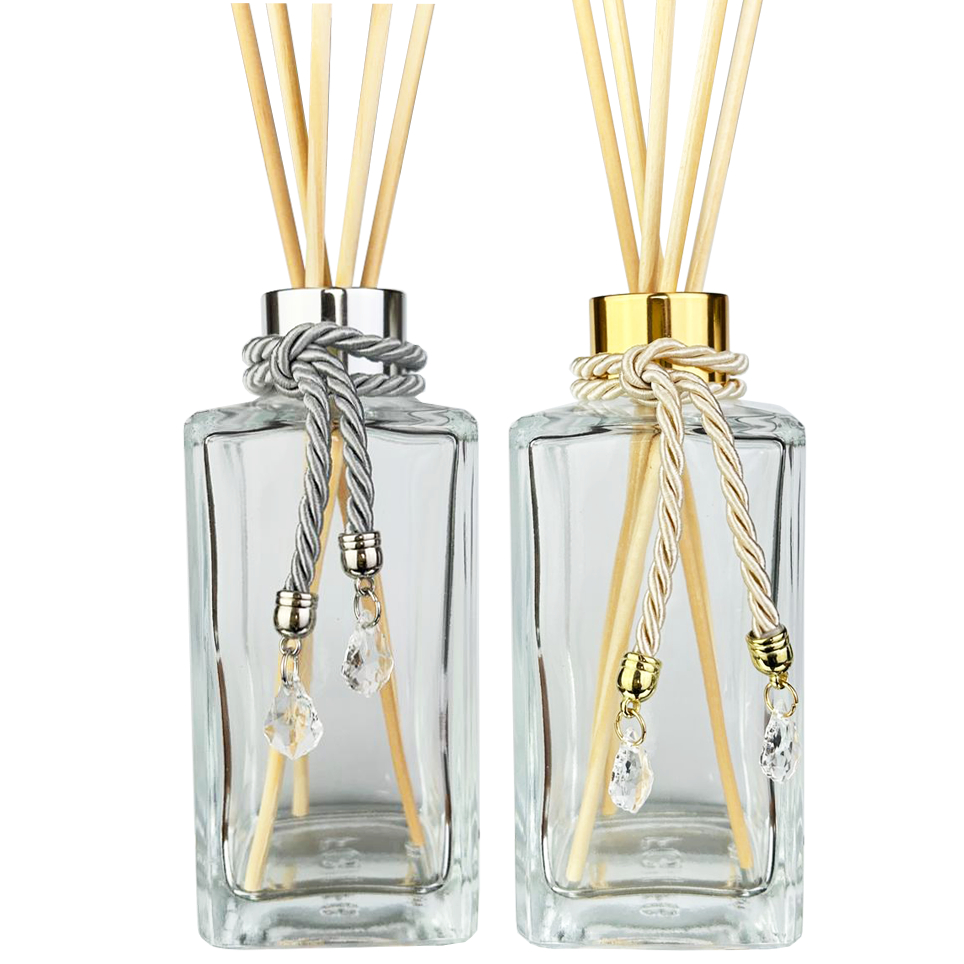 Vidro Square Retangular 250ml Difusor de Varetas Luxo com Pingente Decorativo