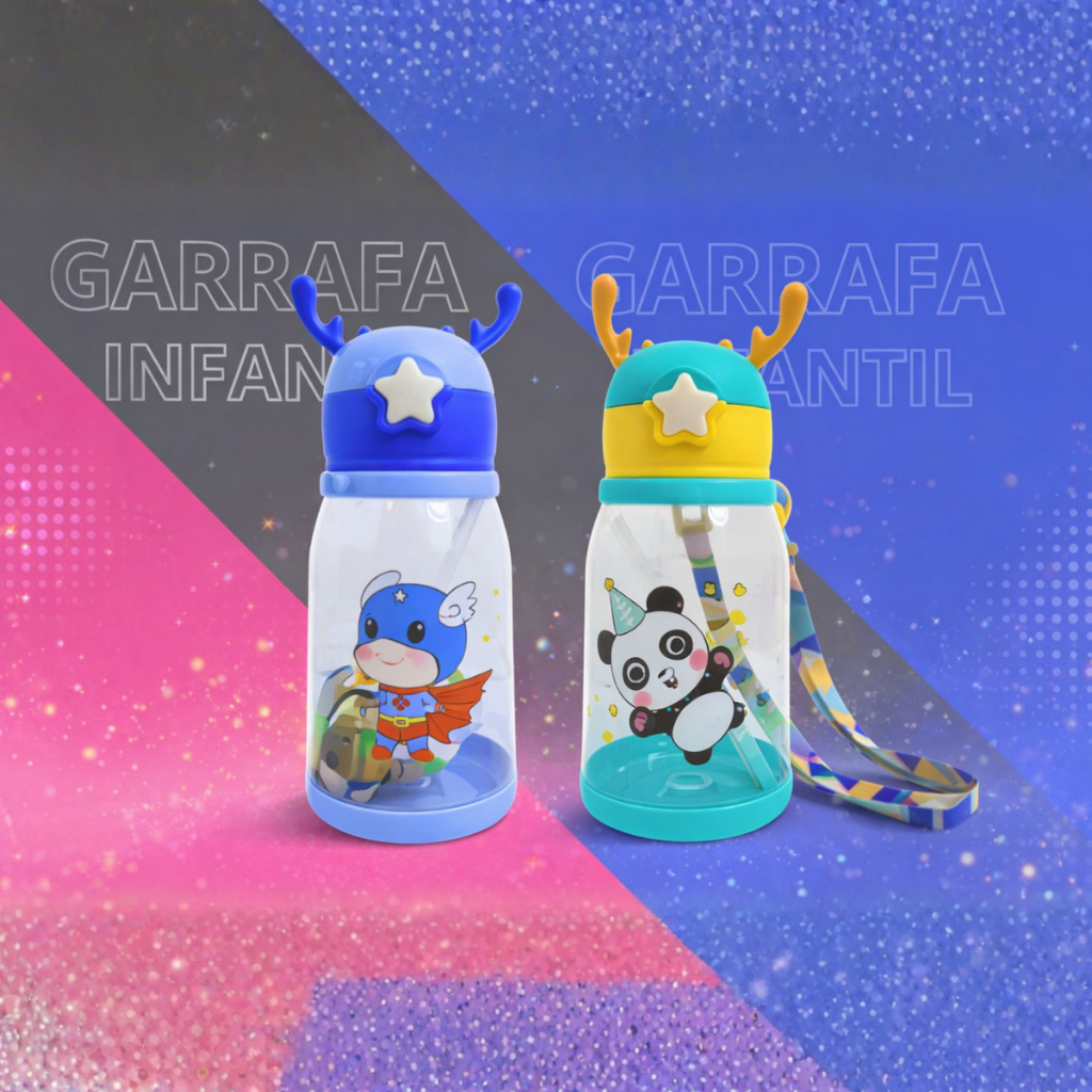 Kit 2 de Garrafa Infantil Alce com Adesivo Grifado 600ml em Oferta na Shopee