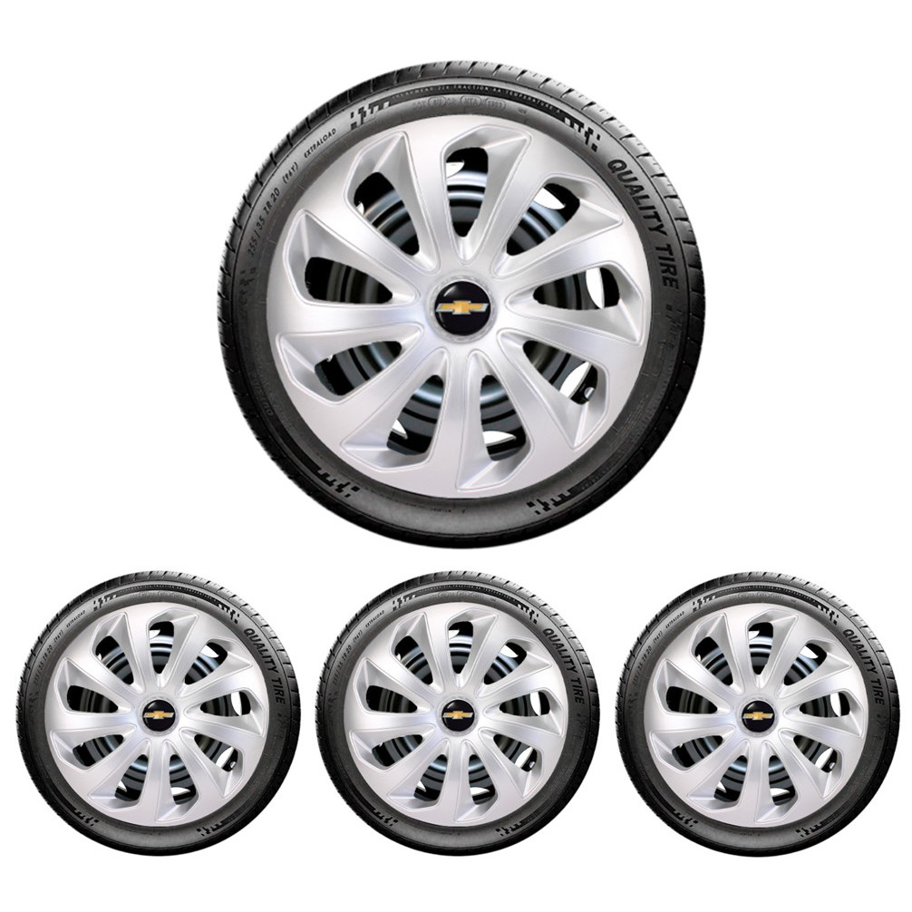 Jogo 4 Calotas Aro 14 Cobalt Sonic Montana Meriva Compativeis Prisma Spin Agile Corsa Onix e Spin