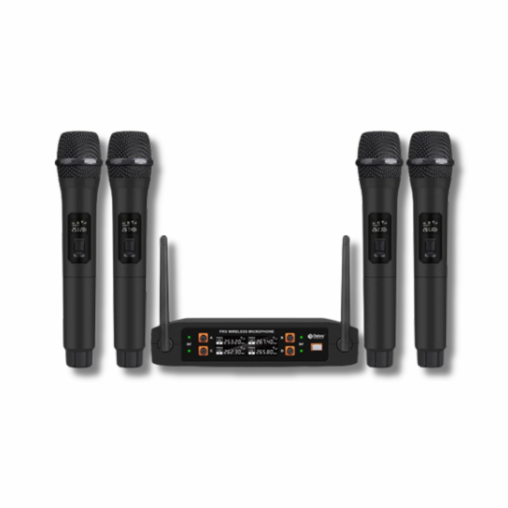 Microfone Sem Fio Profissional UHF Led Com Receptor Ec - Kit com 4