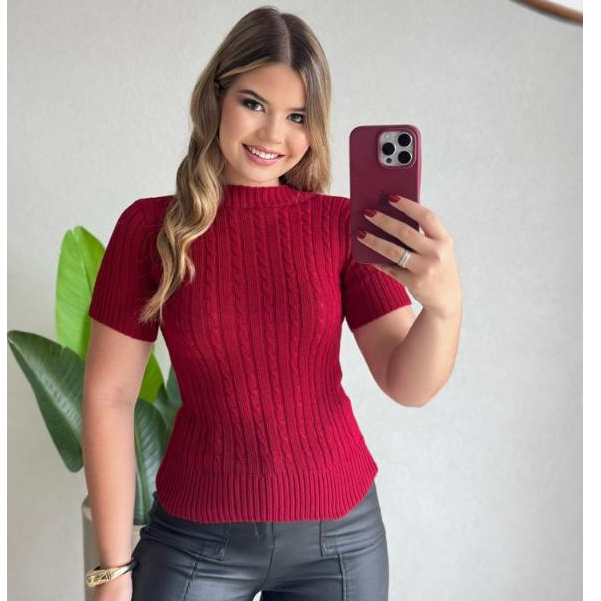 BLUSA TRANÇA TRICOT ELEGANTE PARA DIA DIA CONFORTAVEL FEMININA MODA VERAO em Oferta na Shopee