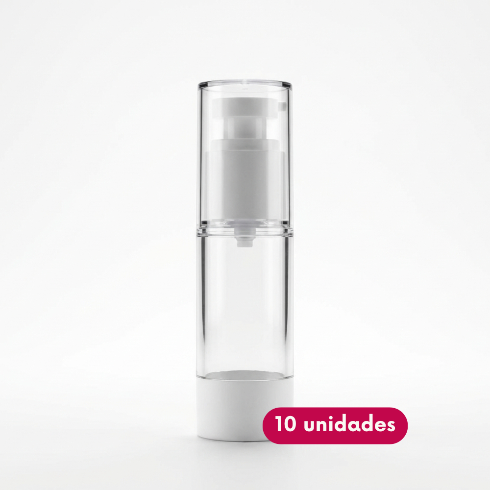 Kit 10 Frascos Airless 30ml Transparentes com Tampa Para Cosmético Refilável em Oferta na Shopee