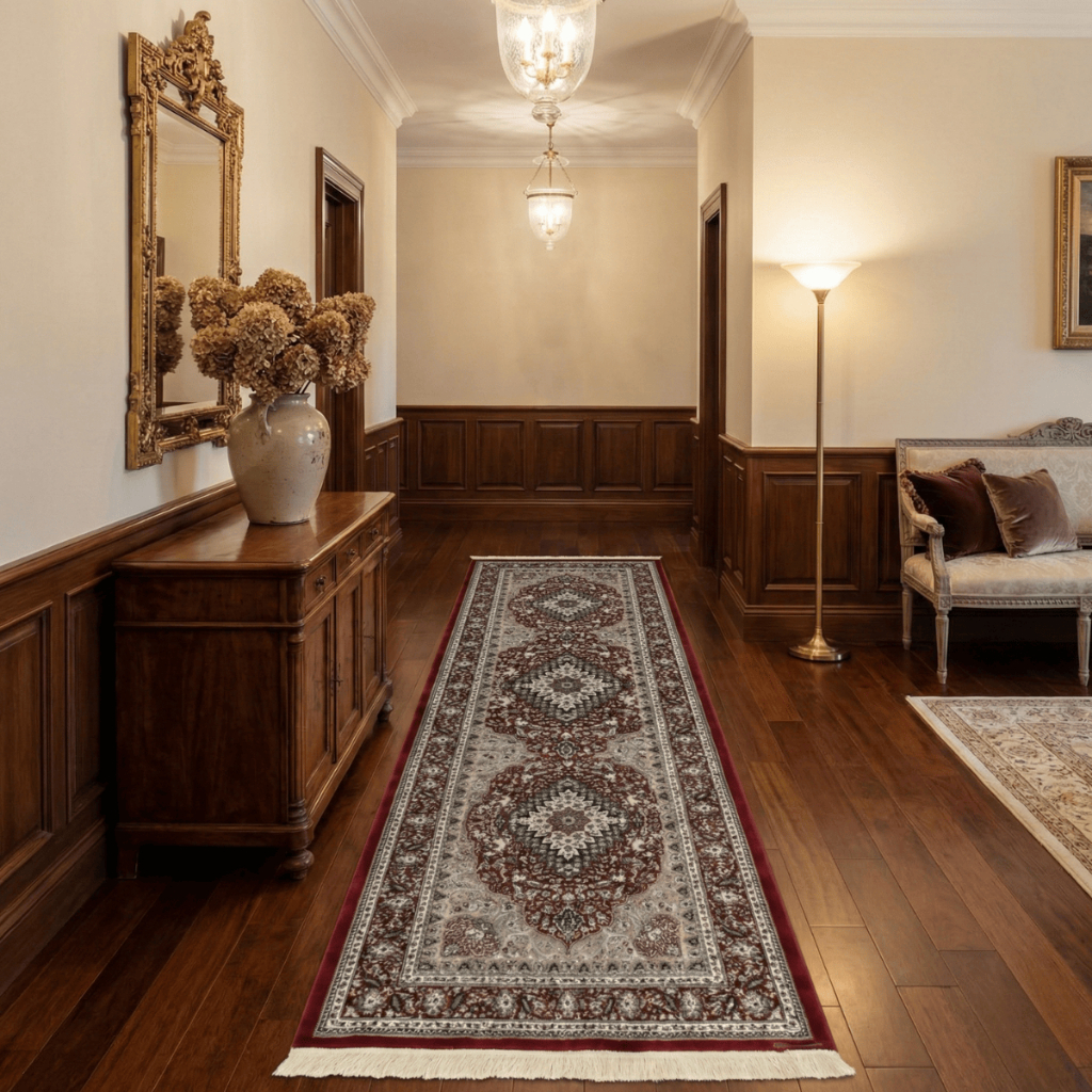 Passadeira Tapete Persa Belga Clássico Lavável com Franjas Sala Quarto Luxo Macio e Durável