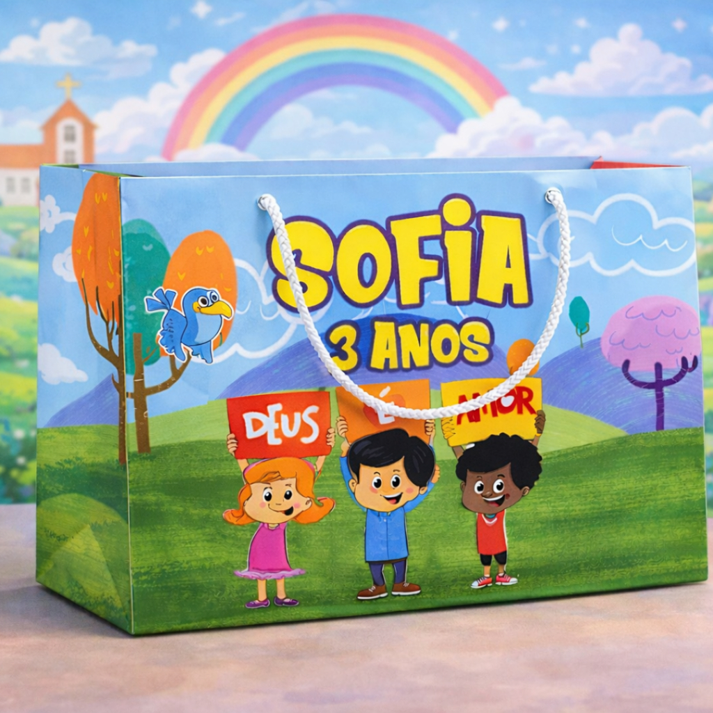 Sacolinhas Personalizadas Três Palavrinhas Lembrancinha Festa Aniversário Infantil Mimo Decoração