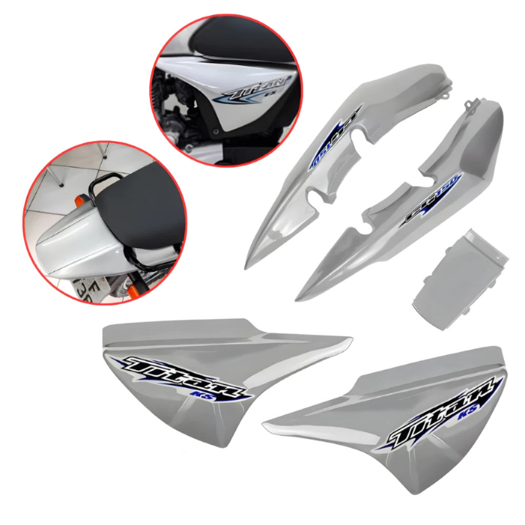 Carenagem Prata Titan 150 Rabeta + Tampa Lateral + Adesivos 2006 Até 2008 em Oferta na Shopee