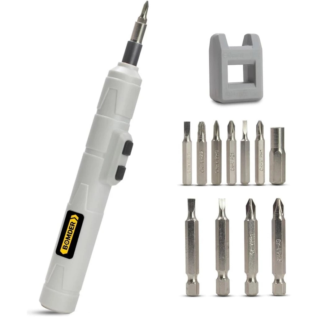 Chave de Fenda Elétrica Parafusadeira Recarregavel Sem Fio Caneta Leve e Portatil Kit com 12 Bits