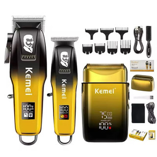 Kit Kemei Máquina de cortar cabelo + Máquina De Acabamento + Shaver Barbeador Kit KM 8501 + Km Tx-10
