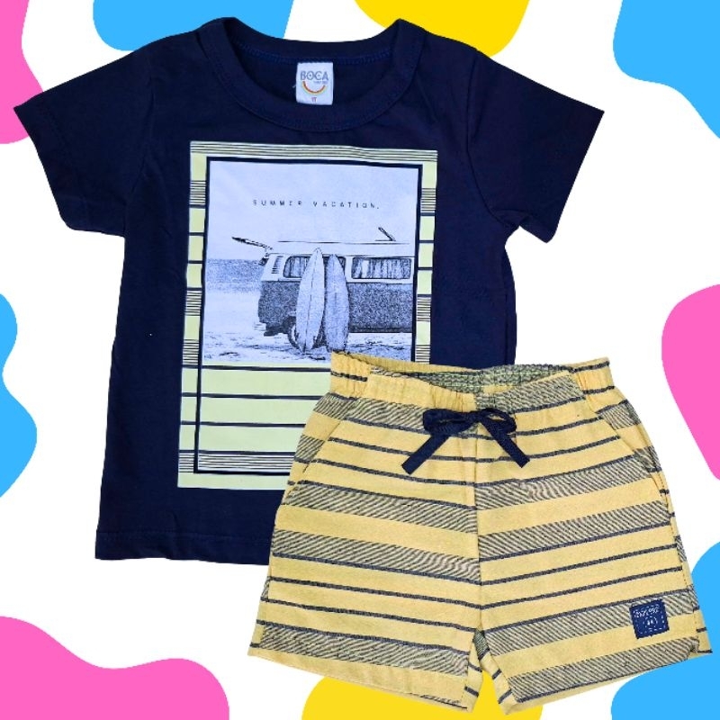 Conjunto Infantil Verão - Estilo e Conforto Camiseta e Bermuda.