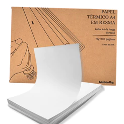 Bloco 100 Folhas A4 Goldensky Papel Térmico 21x30 Branco Bobina