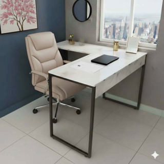 Mesa Escrivaninha em L 120 cm Industrial Metal Preto Home Office de Canto Escrivaninha para quarto em Oferta na Shopee