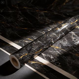 Papel de Parede Mármore Preto e Dourado Premium Autoadesivo | Vinílico Lavável - Envio Imediato em Oferta na Shopee