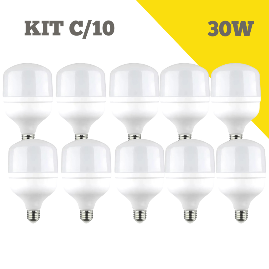 Kit 10 Lâmpadas Bulbo LED 30W Branco Frio 6500K em Oferta na Shopee