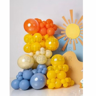 Balão de aniversário Sol kit 169 pçs - Azul +Marfim + Amarelo + Tangerina para decoração de Festas. em Oferta na Shopee