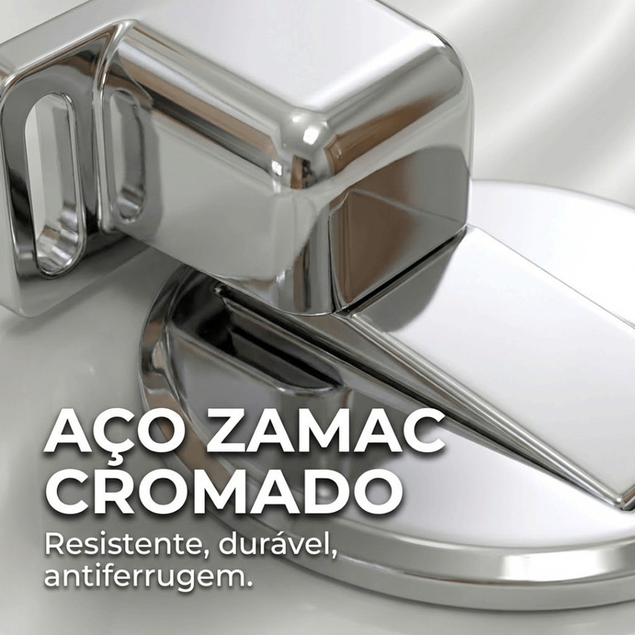 Prendedor Trava de Porta Magnético Slim Cromado Autoadesivo