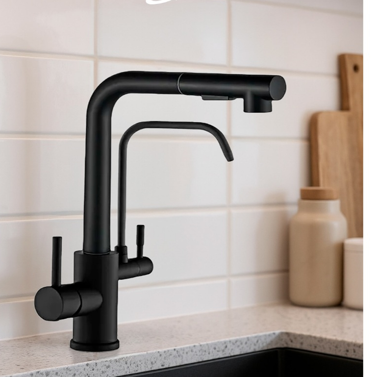 Torneira Cozinha Gourmet Para Filtros Com Bica Extensível Cor Preta/Prateado/Dourada Yesop em Oferta na Shopee