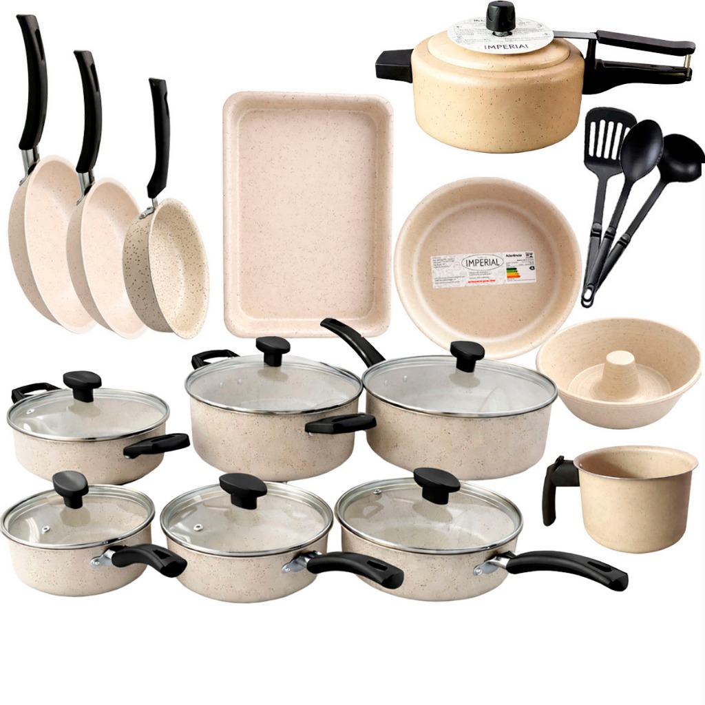 Conjunto Panelas 17 Pc Antiaderente Brinde Panela Pressão