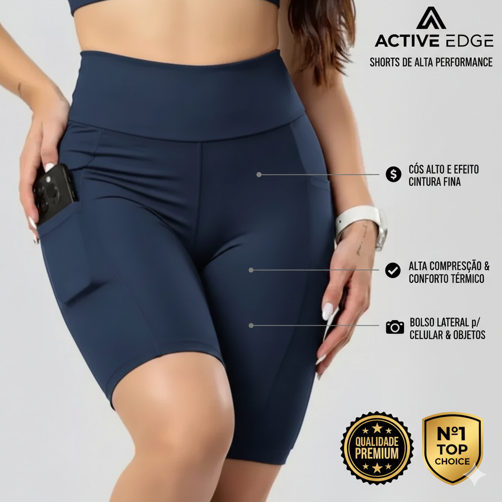 Short Bermuda c/ bolso para corrida caminhada Academia Feminino Fitness