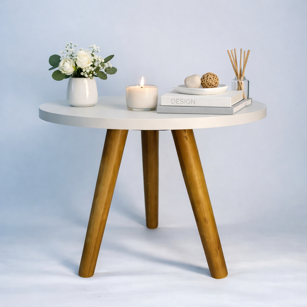 Mesa Canto Pé Palito Tripe Redonda Fosca Mesinha 35X30