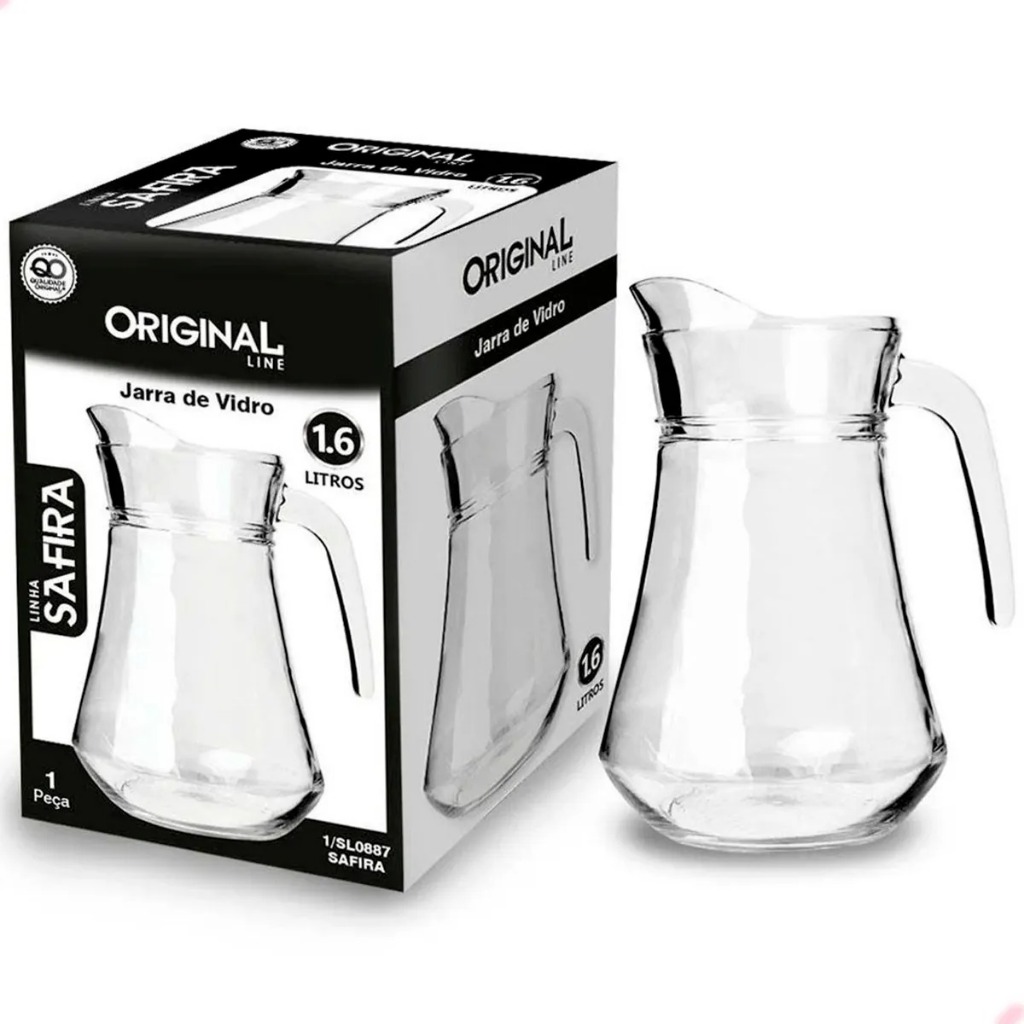 Jarra De Vidro Com Tampa Suco Água 1,6 Litro Original Line