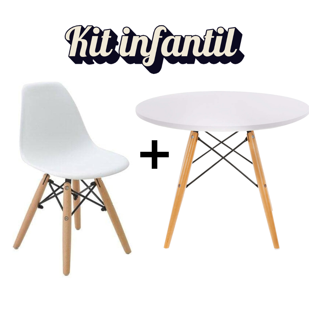 Conjunto Infantil Mesa e Cadeira Branca – Estilo Eiffel Clean