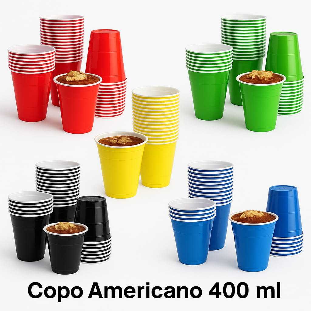 Copo Americano Beer pong 400ml  Vermelho  Azul e Preto . - 25 / 50 unidades .