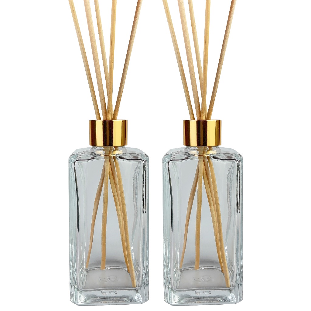 10 Frascos Difusor Retangular Vidro Luxo 250ml Com Varetas