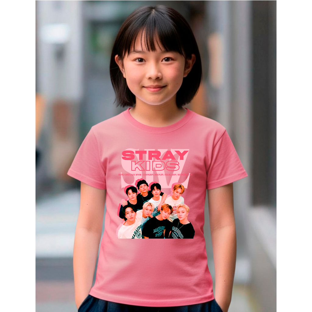 Camiseta Infantil Stray Kids SKZ Integrantes Grupo k-Pop