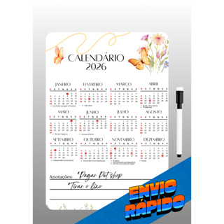 Calendário Magnético para Geladeira/Painel Com Ímã - Recados/Anotações/Listas de compras em Oferta na Shopee