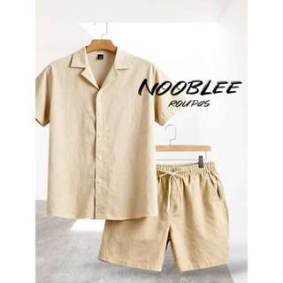 Conjunto Masculino Camisa Botão e Shorts Mauricinho Crepinho P M G GG em Oferta na Shopee