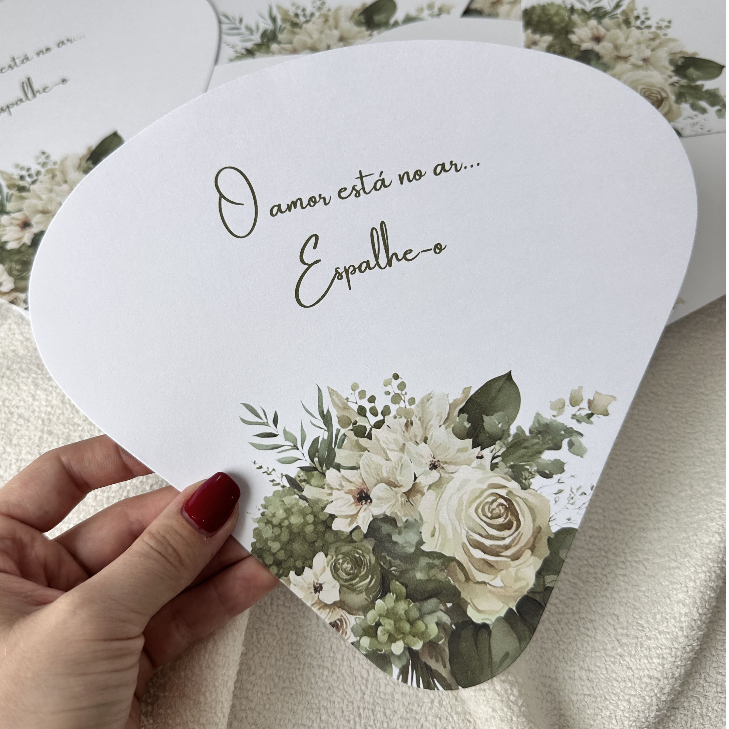 30 Leque Personalizado de Casamento - PRONTA ENTREGA