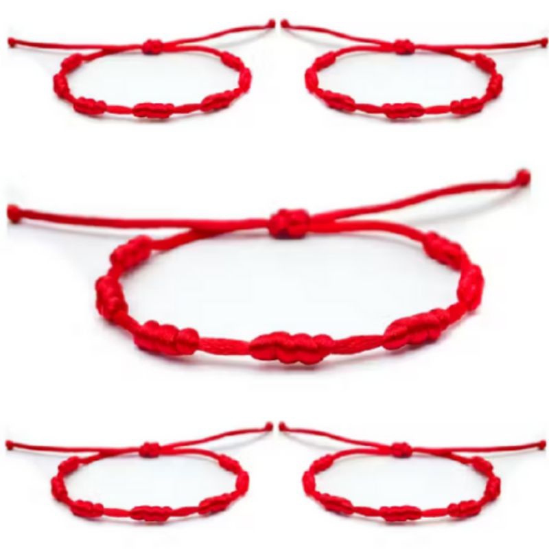 Kit 5 Pulseiras 7 Nós Vermelha Proteção Contra Mau Olhado e Inveja | Amuleto da Sorte Ajustável | Envio Imediato em Oferta na Shopee