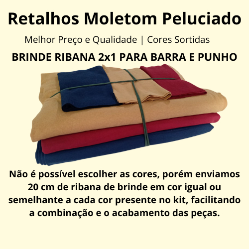 Retalhos de Moletom Peluciado Cores Sortidas – Alta Qualidade - Ideal para Calças, Casacos e Conjuntos.