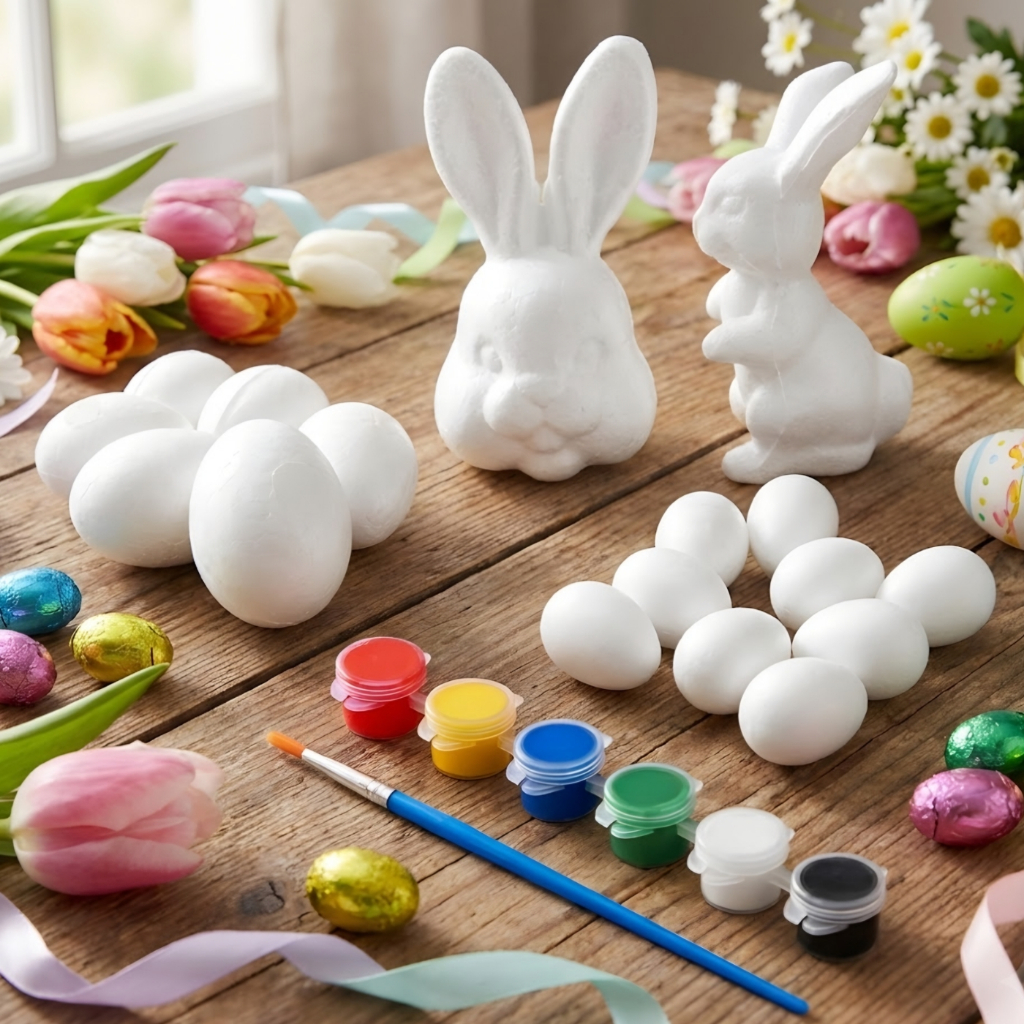 kit páscoa p/ colorir c/ tintas e pinceis 4 modelos de isopor pintura, infantil, atividade criativa em Oferta na Shopee