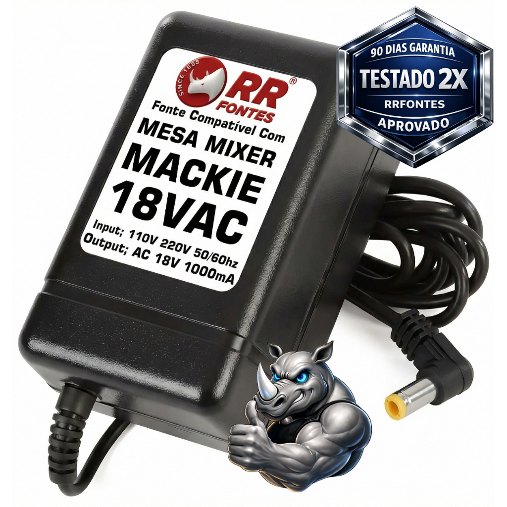 Fonte Ac 18v 1a Mesa De Som Mixer Mackie Mix12fx 12 Canais