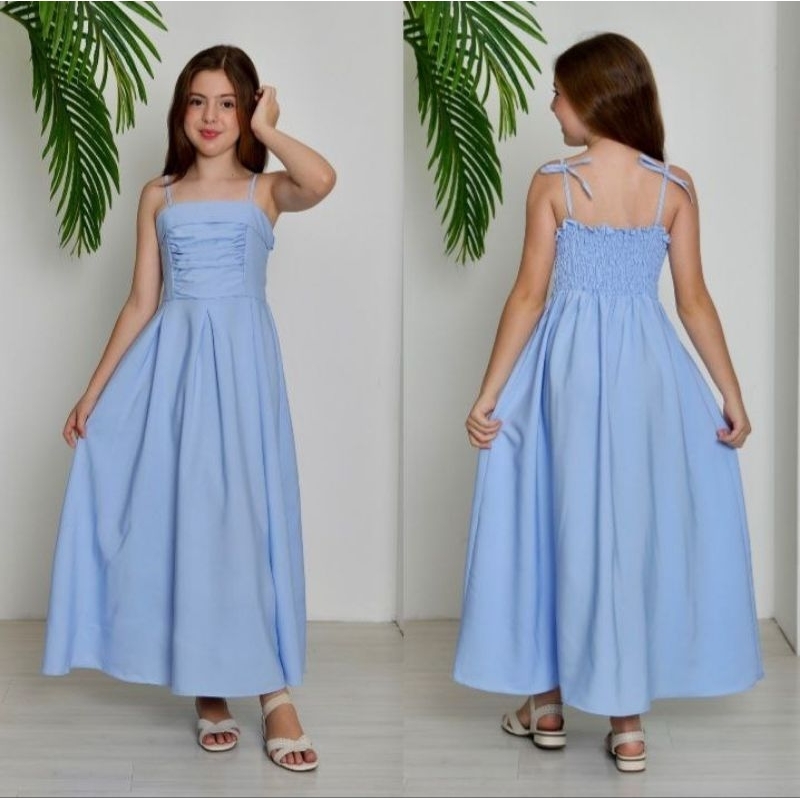 Vestido Longo feminino Infanto Juvenil Franciele Elastex Nas Costas em Oferta na Shopee