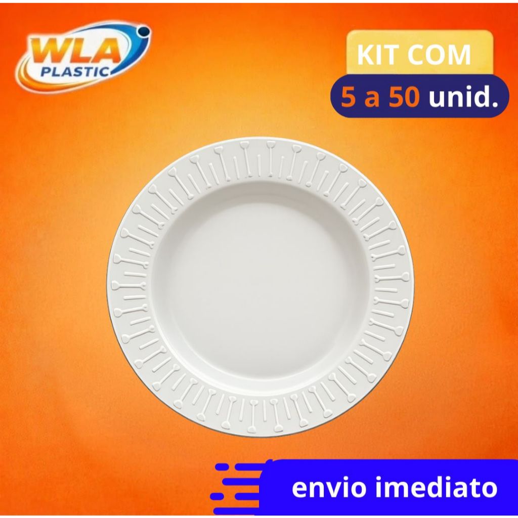 KIT 5 a 50 Prato Elegance fundo de Plástico ideal para Porções Petiscos Casa Restaurante Festas Churrasco Lanchonete.