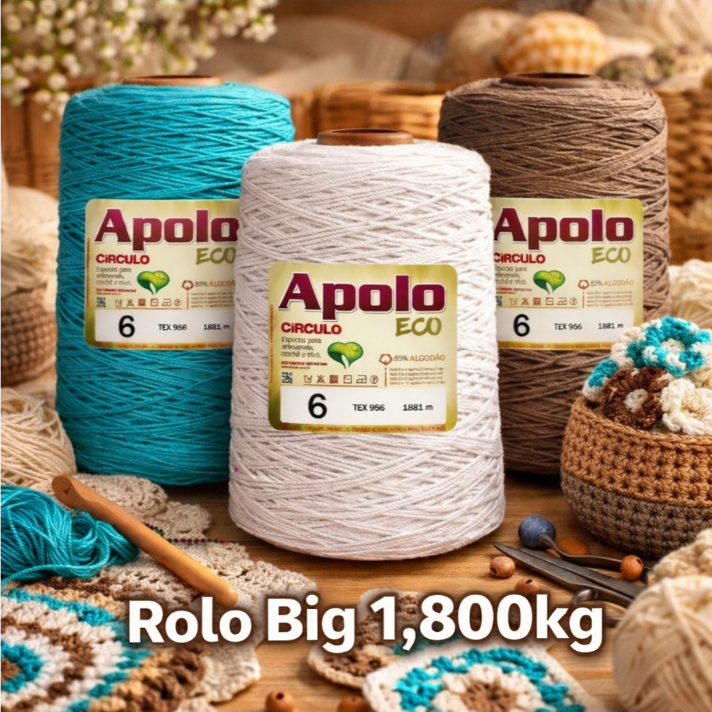 Barbante Apolo Fio 6 Big 1,8kg Círculo – Ideal para Crochê, Tricô, Tapeçaria e Artesanato, fio em Oferta na Shopee