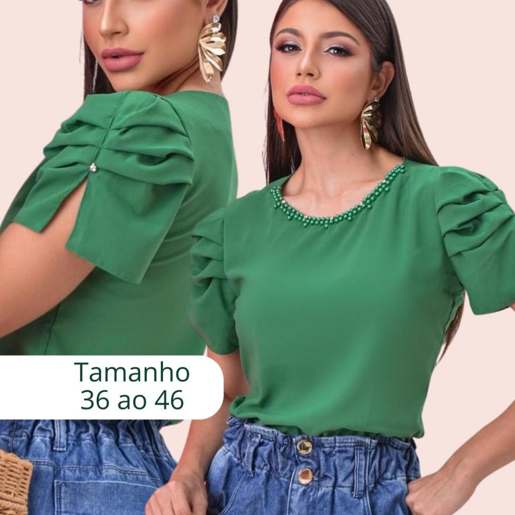 Blusa Feminina Lisa Manga Princesa LINHA LUXO em Oferta na Shopee