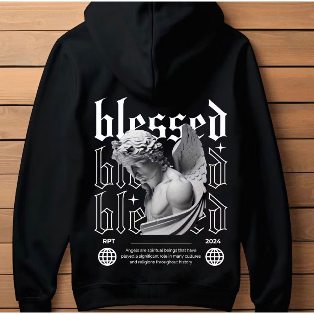 Blusa de Moletom Unissex Blessed Respect Angel Canguru Streetwear Lançamento 2026 ENVIO IMEDIATO em Oferta na Shopee