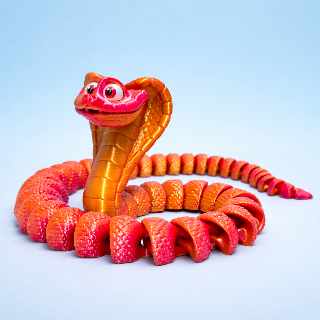 King Cobra Articulada 3D Flexível Antiestresse em PLA – Fidget Decorativo Presente Criativo