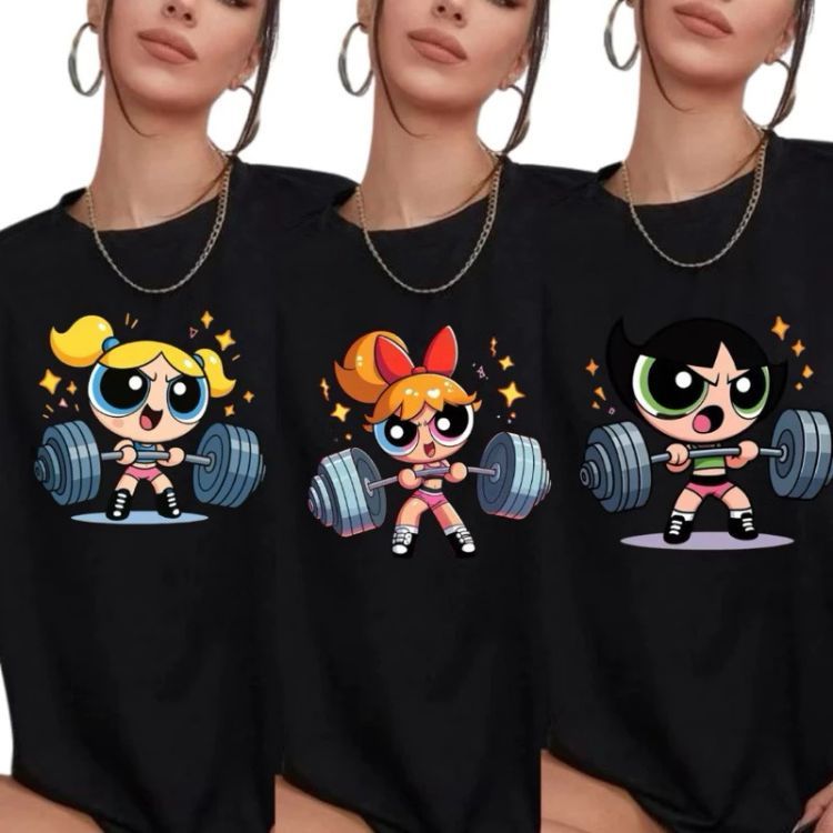 Camiseta Blusa Feminina Oversized Camiseta Academia Meninas Super Poderosas 100% Algodão