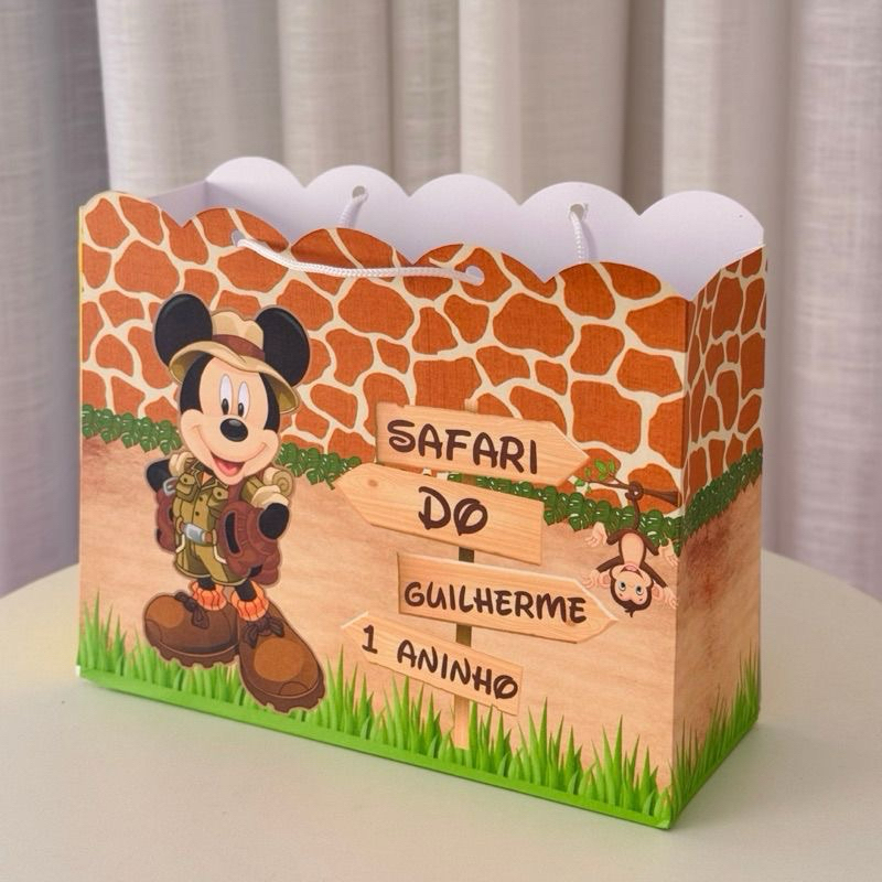 Sacola Personalizada Mickey Safari / Lembrancinha Mickey / aniversário mickey