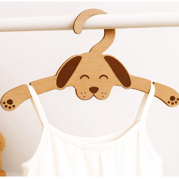 Cabide infantil mdf 3mm- Cabide cachorrinho kids- Cabide para criança doguinho