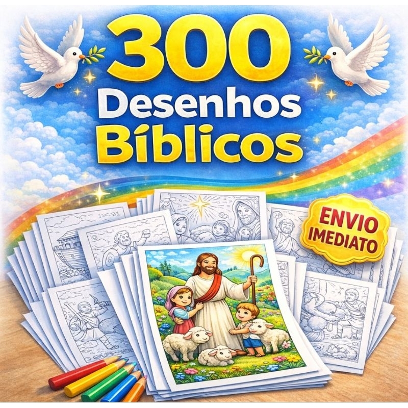 Desenhos Bíblicos para Colorir - Folhas soltas - 2 Desenhos por folha ✨ EBD em Oferta na Shopee